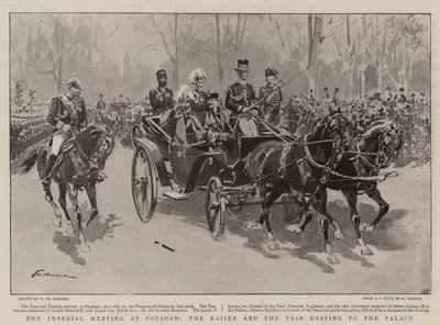 Det keiserlige møtet i Potsdam, keiseren og tsaren kjører til palasset av Frederic de Haenen
