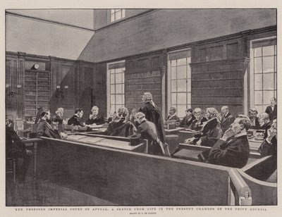 Den foreslåtte keiserlige lagmannsretten, en skisse fra livet i det nåværende kammeret til Privy Council av Frederic de Haenen