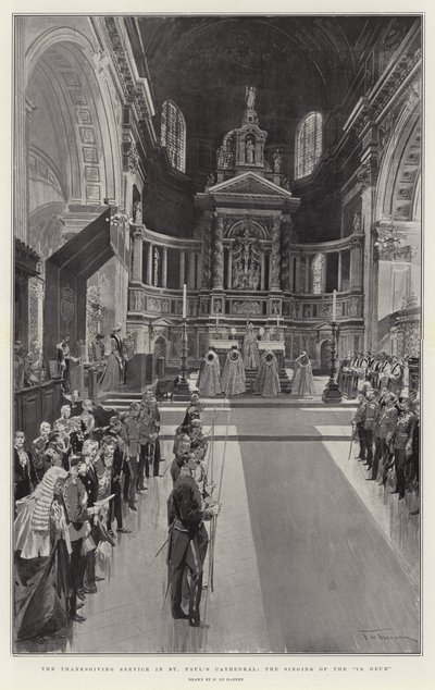 Thanksgiving-gudstjenesten i St Paul's Cathedral, synging av Te Deum av Frederic de Haenen