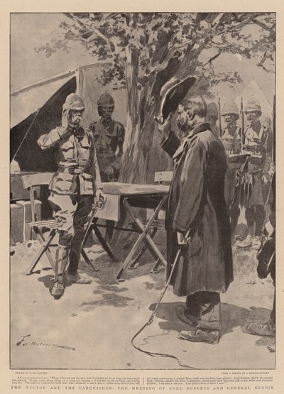 Seieren og de beseirede, møtet til Lord Roberts og general Cronje av Frederic de Haenen
