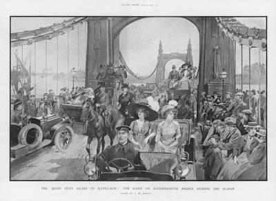 Scenen på Hammersmith Bridge i løpet av sesongen av Frederic de Haenen