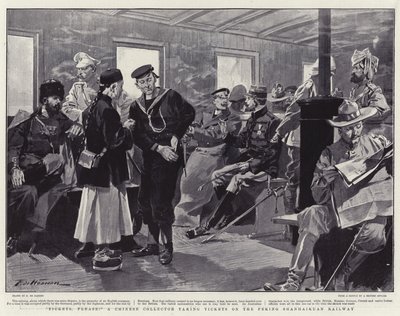 Billetter, vær så snill! en kinesisk samler tar billetter på Peking Shanhaiguan Railway av Frederic de Haenen