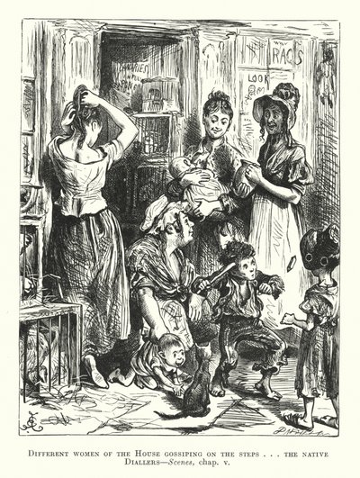 Illustrasjon til skisser av Boz (litografi) av Frederick (after) Barnard