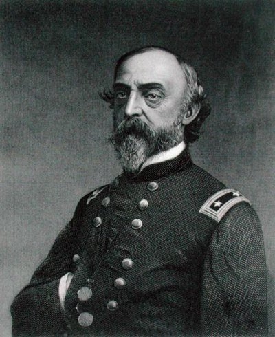 George Gordon Meade (1815-72) gravert av Robert E. Whitechurch (1814-c.83) etter et fotografi (gravering) av Frederick (after) Gutekunst
