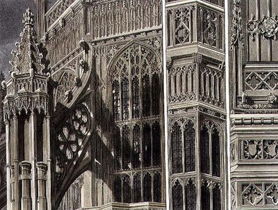 Fragmenter og deler av eksteriøret til Henry the Seventh Chapel, plate 12 fra 