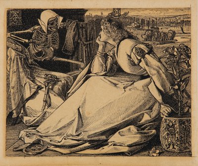 Frem til hennes død forberedende tegning til "Good Words" av Frederick A. Sandys