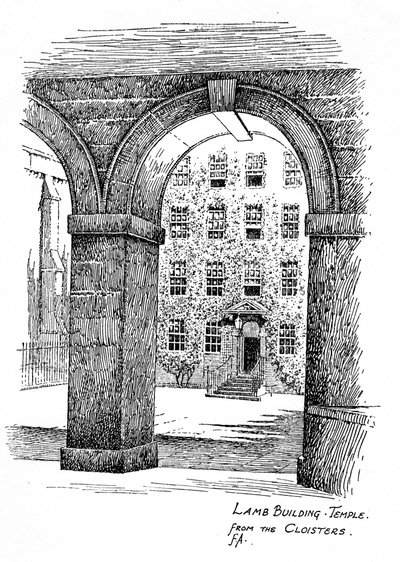 Lamb Building, Temple, fra klostrene, London, 1912 av Frederick Adcock