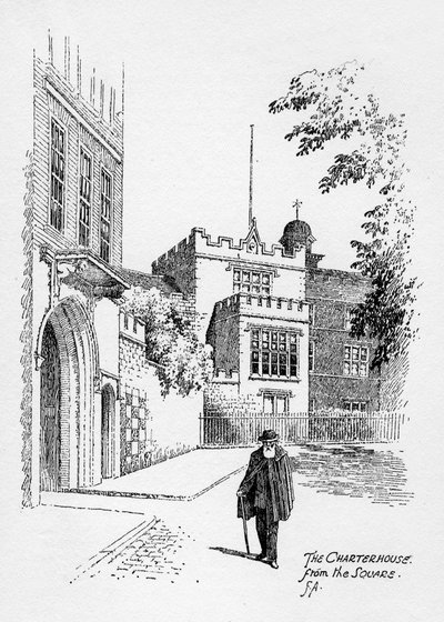The Charterhouse fra torget, London, 1912. av Frederick Adcock