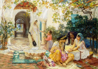I en landsby ved El Biar, Alger, av Frederick Arthur Bridgman