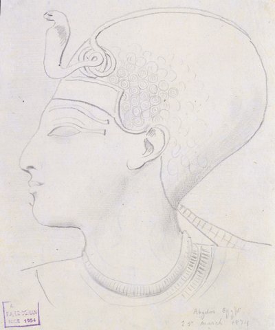Studie av et relieff av hodet til Seti I (1394–1279 f.Kr.) i Temple of Seti I, Abydos, 1874 av Frederick Arthur Bridgman
