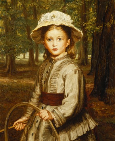 En ung jente som leker med en bøyle, av Frederick Bacon Barwell