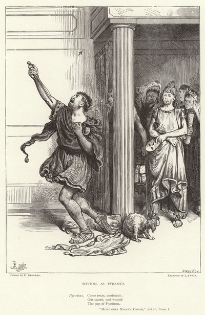 Nederst, som Pyramus, Midsummer Night