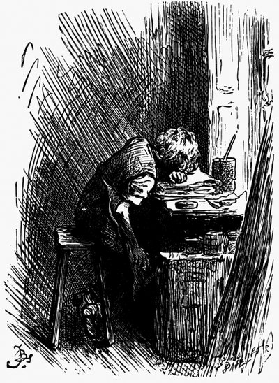 Dickens i det svarte lageret, 1880-tallet av Frederick Barnard