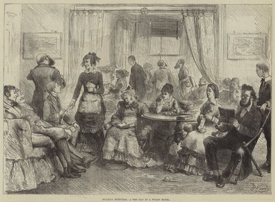 Ferieskisser, en våt dag på et walisisk hotell av Frederick Barnard
