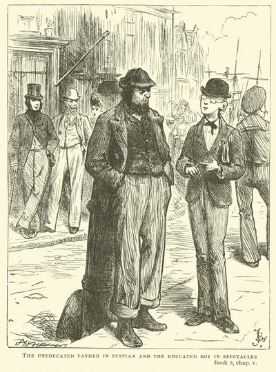 Den uutdannede faren i fustian og den utdannede gutten i briller av Frederick Barnard