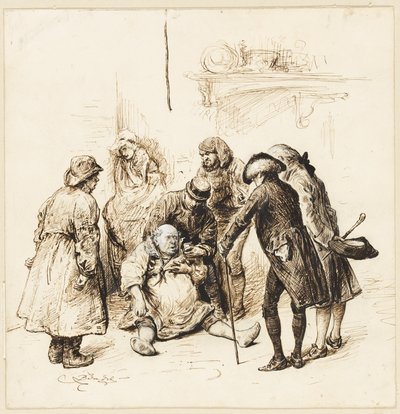 To herrer som hjelper en full av Frederick Barnard