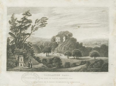 Barlaston Hall: gravering, og [midten av 1800-tallet] (trykk) av Frederick Calvert
