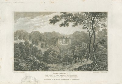 Beaudesert Hall and Park: gravering, nd [c 1830] av Frederick Calvert
