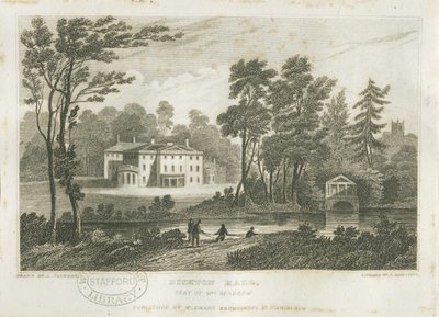 Bishton Hall: gravering, nd [?c1830s] av Frederick Calvert