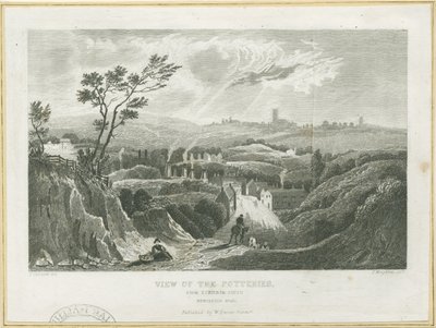 Burslem - View of the Potteries: gravering, nd [c 1830s] av Frederick Calvert