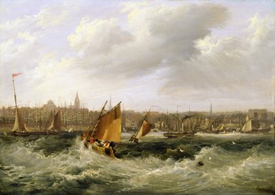 Liverpool, Lancashire fra elven Mersey og New Brighton, 1838 (for par se 257066) av Frederick Calvert