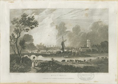 Stafford - South West View: gravering, nd [c 1830] (trykk) av Frederick Calvert