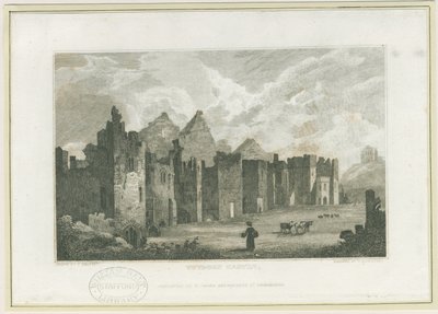 Tutbury Castle - Castle-Yard: gravering, nd [c 1830] (trykk) av Frederick Calvert