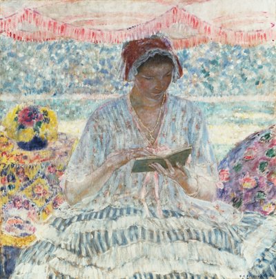 Sommerlesing (Under forteltet) av Frederick Carl Frieseke