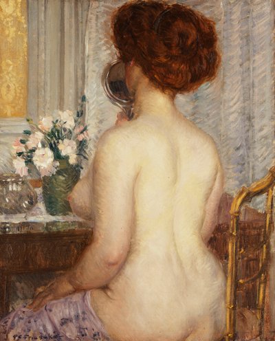 Kvinne ved et sminkebord av Frederick Carl Frieseke
