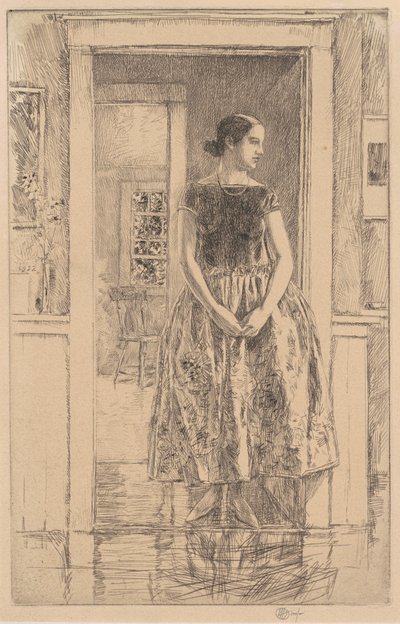 Jente i en moderne kjole, 1922. av Frederick Childe Hassam