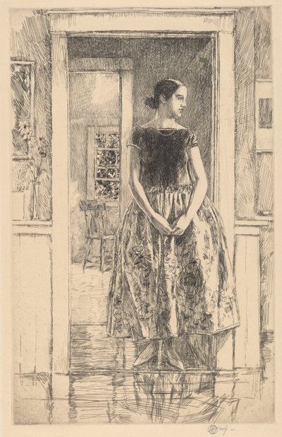 Jente i en moderne kjole, 1922. av Frederick Childe Hassam
