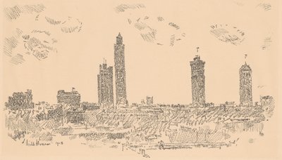 New York Skyline, mørke bygninger, 1918. av Frederick Childe Hassam