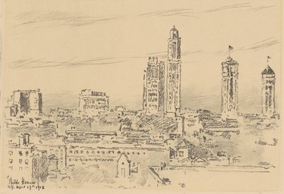 New York Skyline, Light Buildings, 1918. av Frederick Childe Hassam
