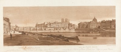 Utsikt over Port Neuf, en del av Louvre, Notre Dame og College of Four Nations, 1803; Plate 7 fra Views in Paris, Emanuel Volume-sporingen av platen B1981.25.2616 av Frederick Christian Lewis the Elder
