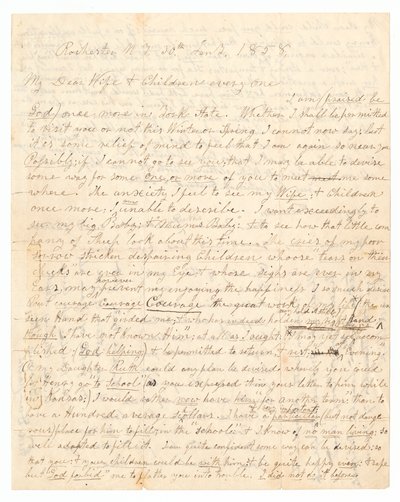 Brev skrevet av John Brown og Frederick Douglass til Browns kone og barn, 30. januar 1858. av Frederick Douglass