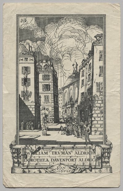 Bokplate: William Truman Aldrich og Dorthea Davenport Aldrich, Ex Libris innskrevet av Frederick Garrison Hall