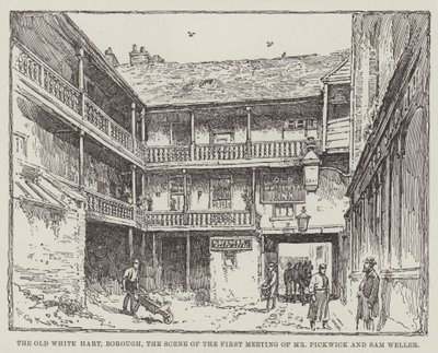 The Old White Hart, Borough, åstedet for det første møtet i Mr Pickwick og Sam Weller av Frederick George Kitton