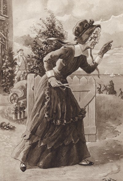 Betsey Trotwood fra David Copperfield, av Charles Dickens (gravyr) av Frederick George Lewin