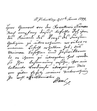 Brev av Paul I, keiser av Russland, til general Numsen, 1799 1865. av Frederick George Netherclift