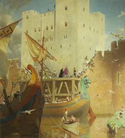 Bygningen av Great Keep of Bristol Castle av Frederick George Swaish