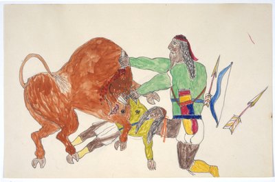 Bison trampende mann av Frederick Gokliz