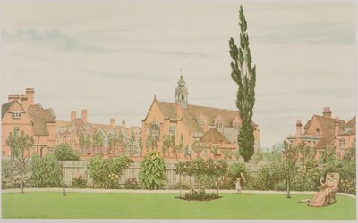 Kirke og prestehus, Bedford Park, 1881 av Frederick Hamilton Jackson