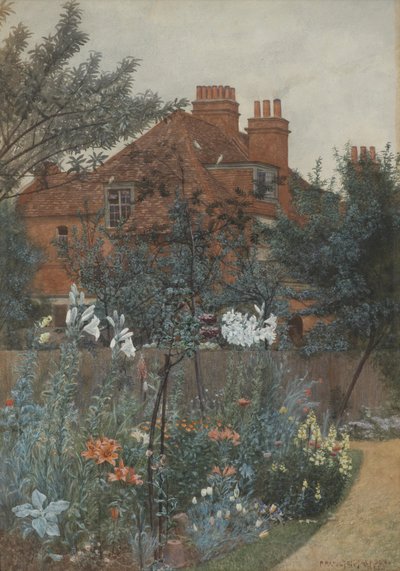 Utsikt over en hage i Bedford Park av Frederick Hamilton Jackson