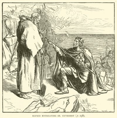 Egfrid ber St Cuthbert (gravering) av Frederick Henry Townsend