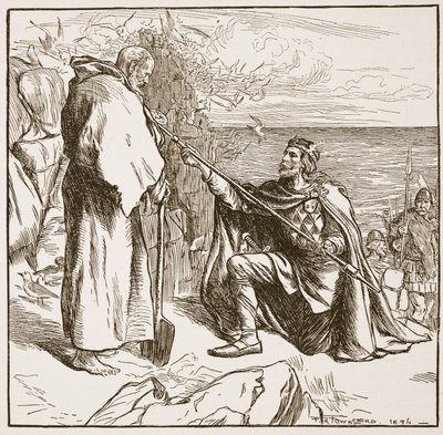 Egfrid ber St. Cuthbert, illustrasjon fra 