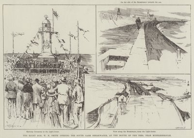 The Right Honourable WH Smith åpner South Gare Breakwater, ved the Mouth of the Tees, nær Middlesbrough av Frederick Henry Townsend
