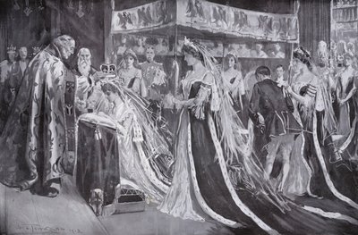 Kroningen av dronning Alexandra, konsort av kong Edward VII, av erkebiskopen av York, Westminster Abbey, London av Frederick Henry Townsend