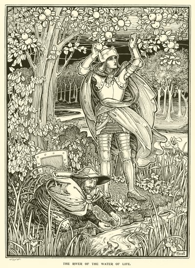 The River of the Water of Life (gravering) av Frederick Hurten Rhead