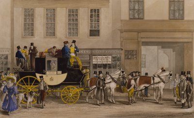 The Blenheim, Leaving the Star Hotel, Oxford av Frederick James Havell