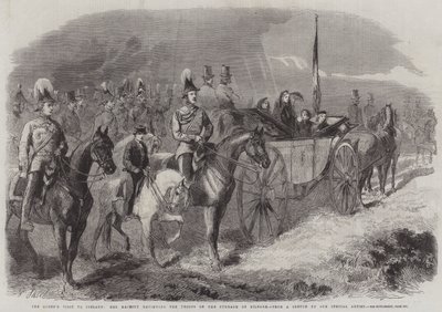 Dronningens besøk i Irland, Hennes Majestet gjennomgår troppene på Curragh of Kildare av Frederick John Skill